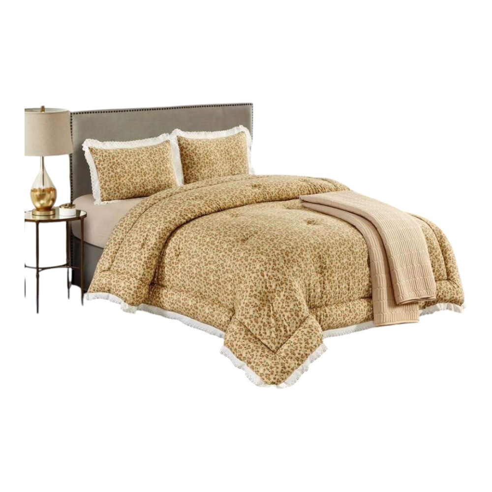 لحاف قطن بارد درجة اولى 4 قطع-أصفر مقاس 230 سم في 250 سم