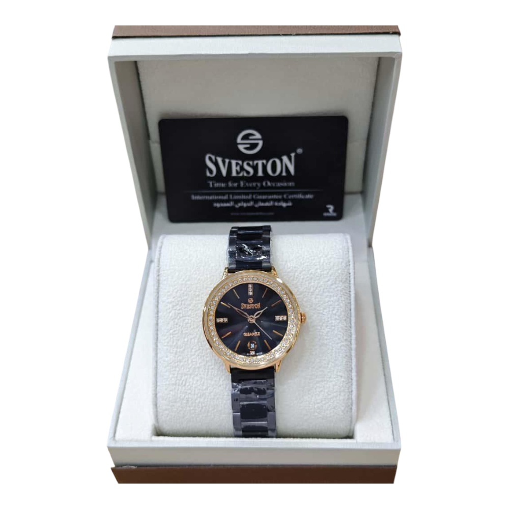 ساعة ماركة سفيستون استيل لون أزرق وذهبي