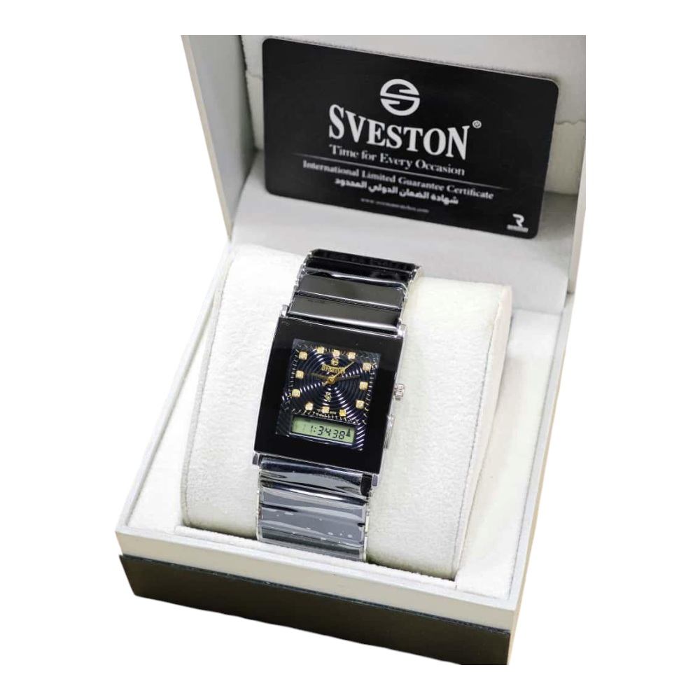 ساعات سيراميك ماركة سفيستون دبل تايم (عقارب+رقمي)
