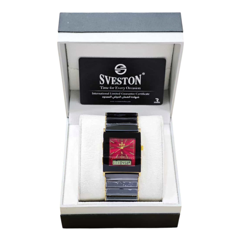 ساعات سيراميك ماركة سفيستون دبل تايم (عقارب+رقمي)