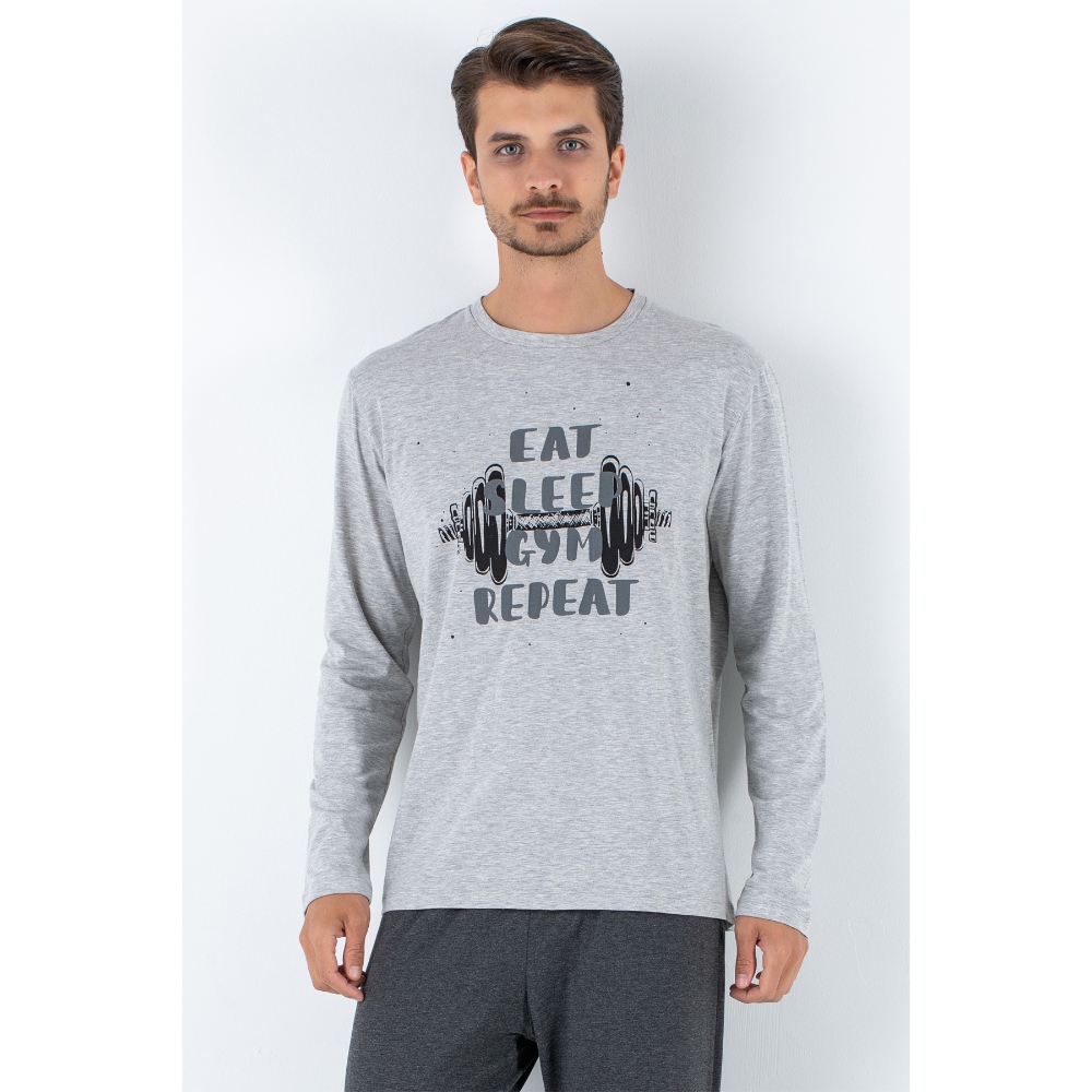 بجامة رجالية من دوريمي طقم باللون الرمادي المخلوط مقاس ضخم جدًا (XXL)