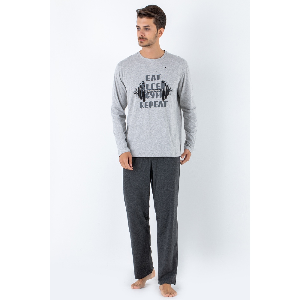 بجامة رجالية من دوريمي طقم باللون الرمادي المخلوط مقاس وسط (M)