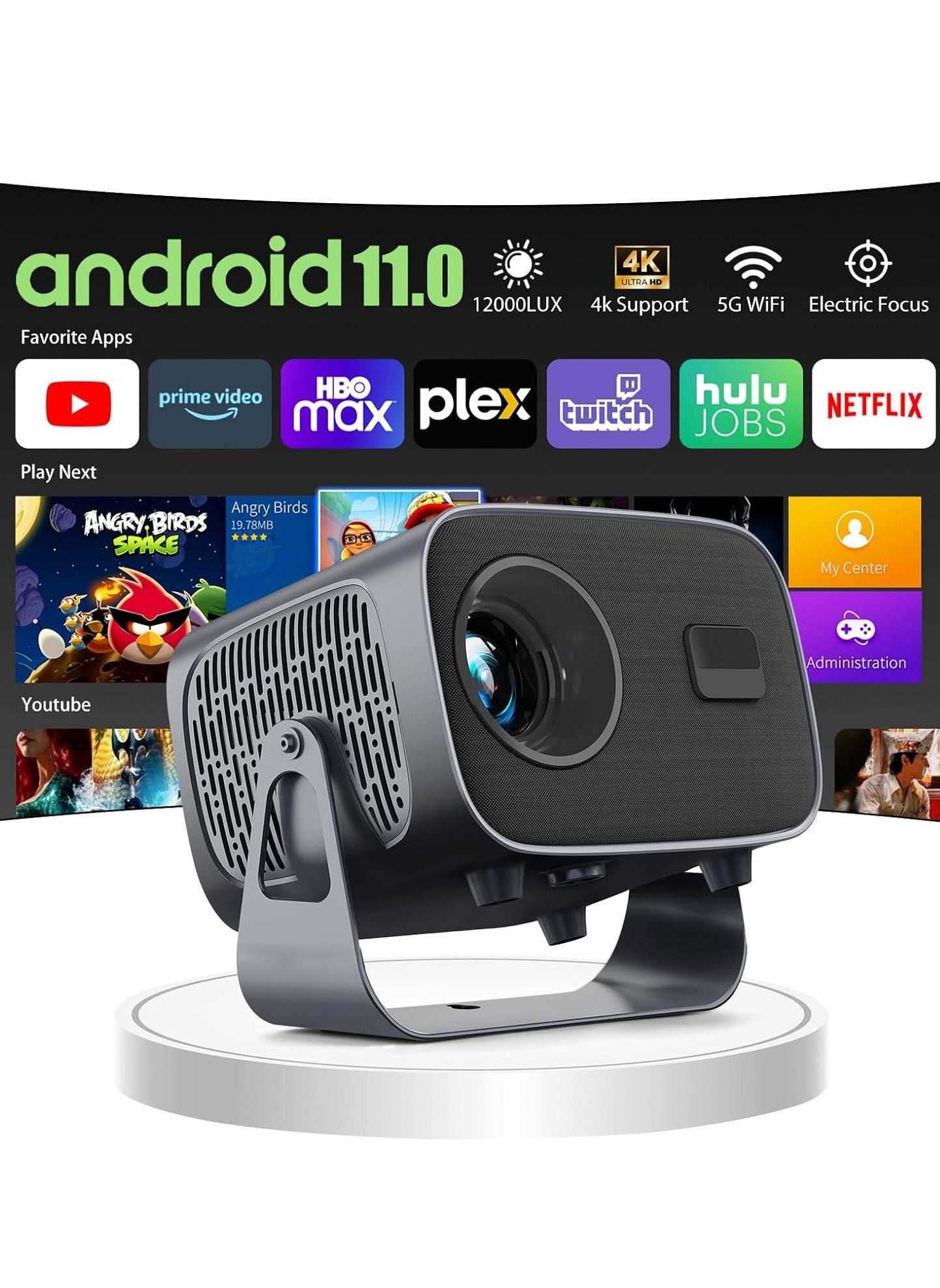 ايتي لايف بروجكتور 4K صغير مع WiFi 6 وبلوتوث - موديلCD18