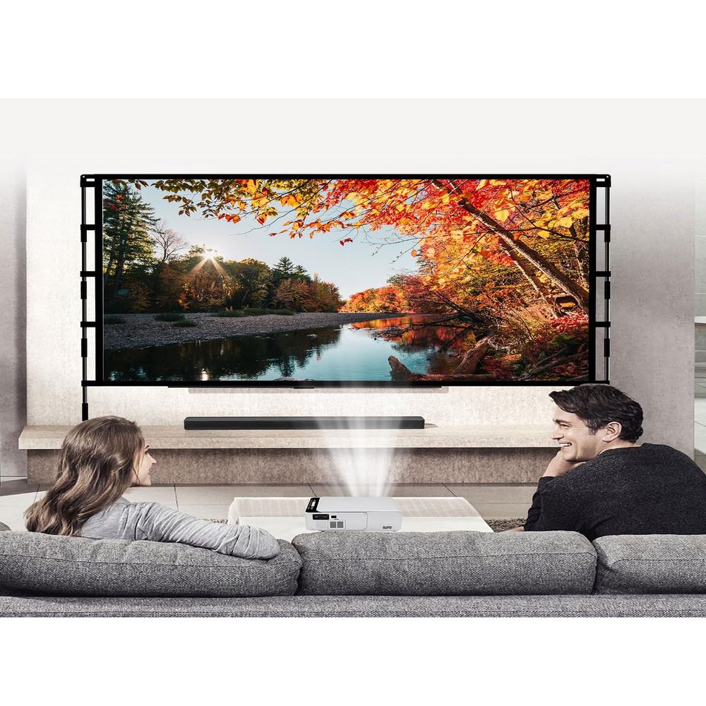 شاشة عرض محمولة - شاشة عرض 100 بوصة 16:9 4K HD مع حامل وحقيبة حمل للمسرح المنزلي الداخلي والخارجي والسينما الخلفية والتخييم