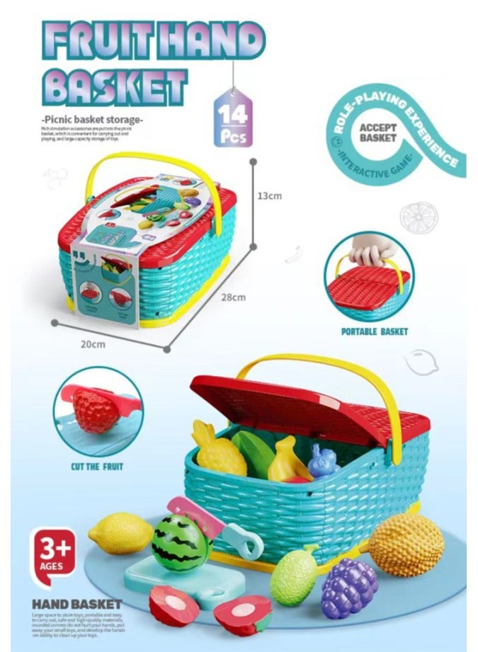 لعبة مرح لعبة تقطيع الفواكه والخضروات مع سلة - 14 قطعة