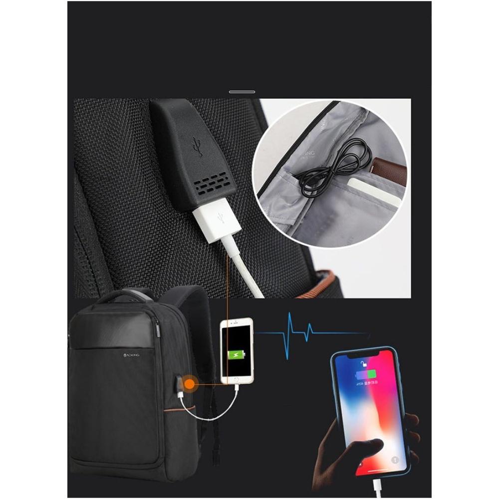 حقيبة ظهر مقاومة للماء واجهة USB حزام S - رمادي