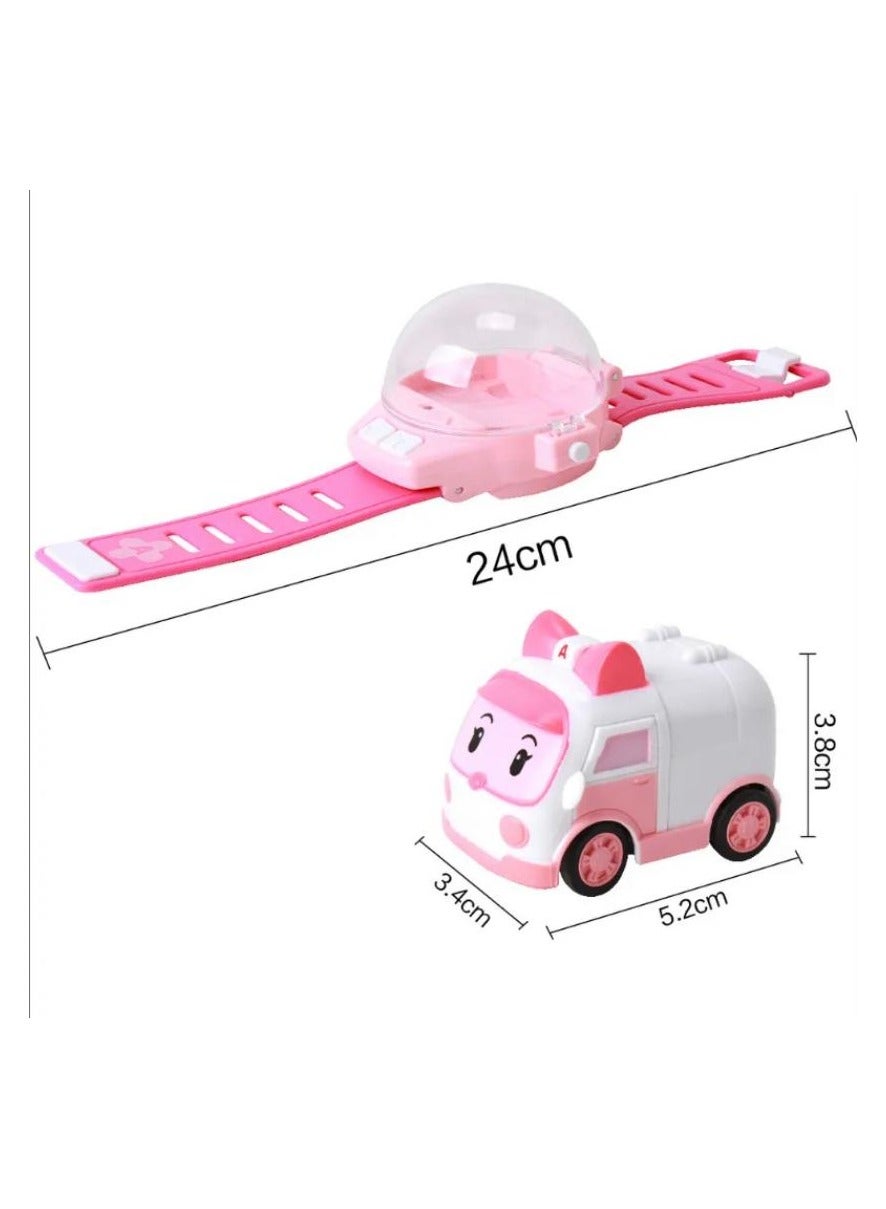 لعبة مرح سيارة تحكم عن بعد صغيرة بساعة سباق 2.4 جيجا هرتز وشحن USB - تصميم كرتوني