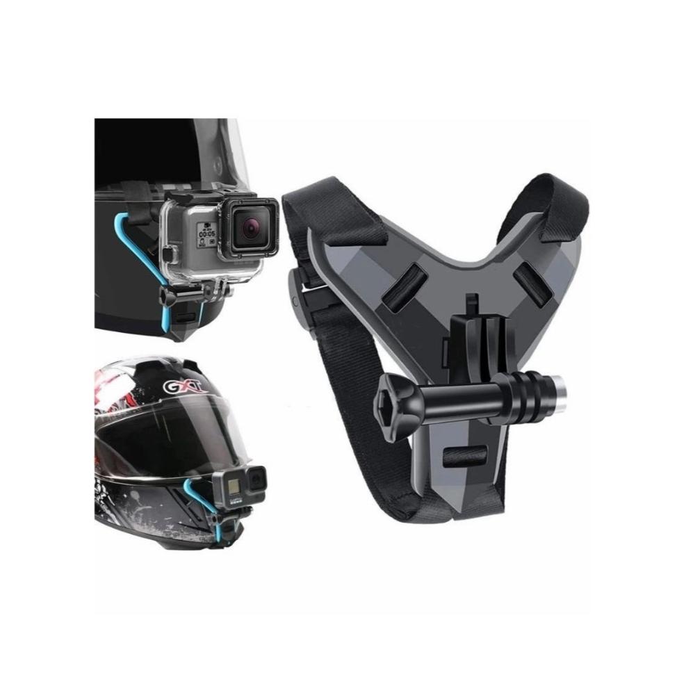 خوذة دراجة نارية مع حامل GoPro للذقن JS-D09Black - أسود