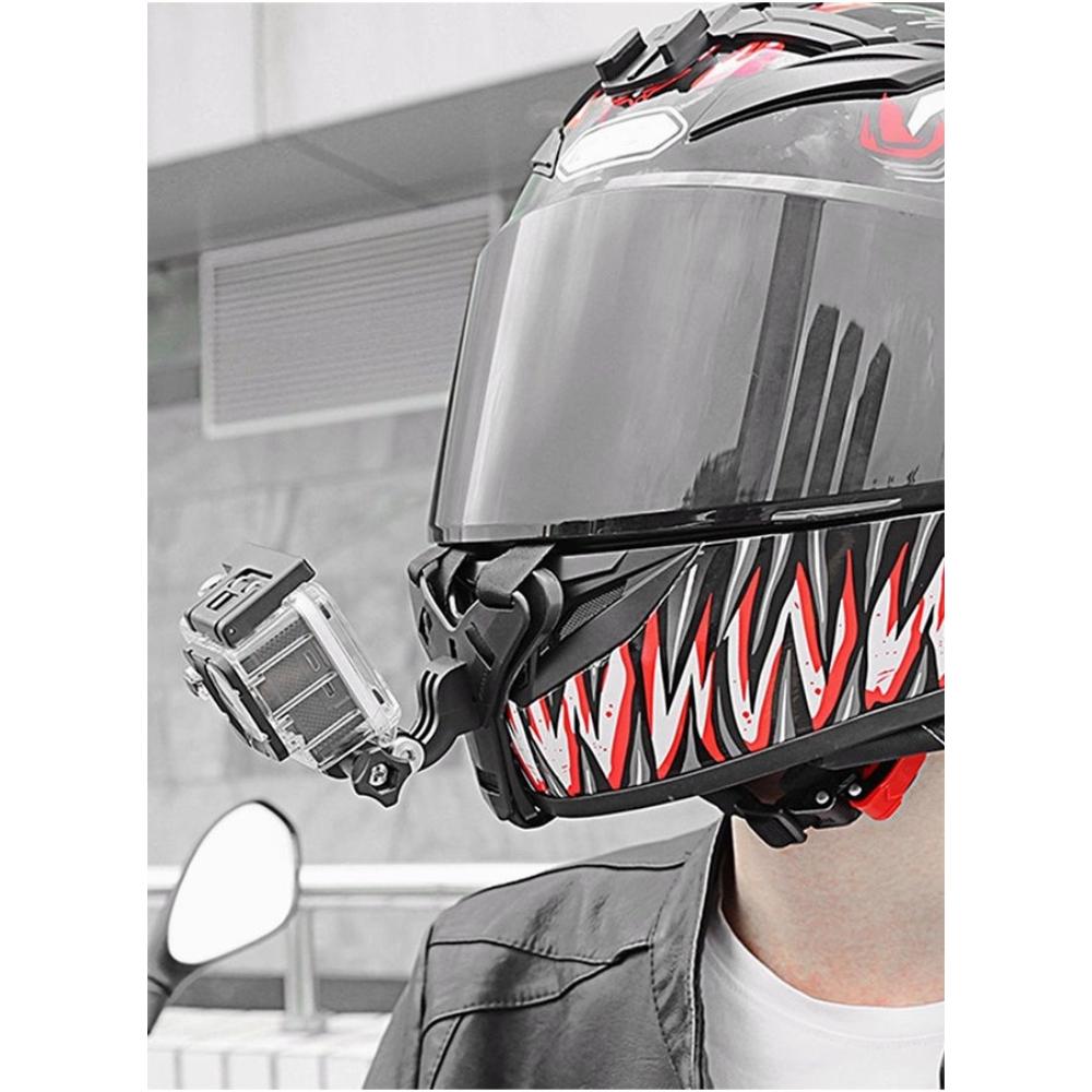 خوذة دراجة نارية مع حامل GoPro للذقن JS-D09Black - أسود