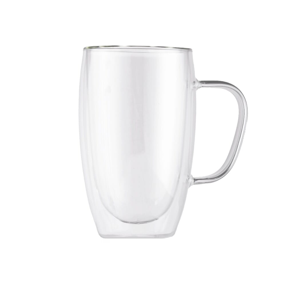 كوب زجاجي بجدار مزدوج مفرغ من الهواء و عازل للحرارة بسعة450  مل