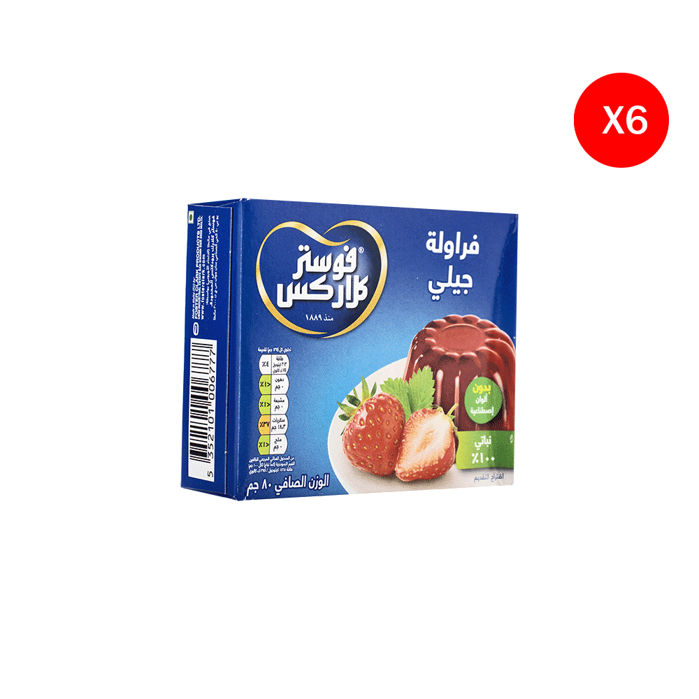 فوستر كلاركس جيلي نباتي بنكهة الفراولة 80 جم - 6 قطع