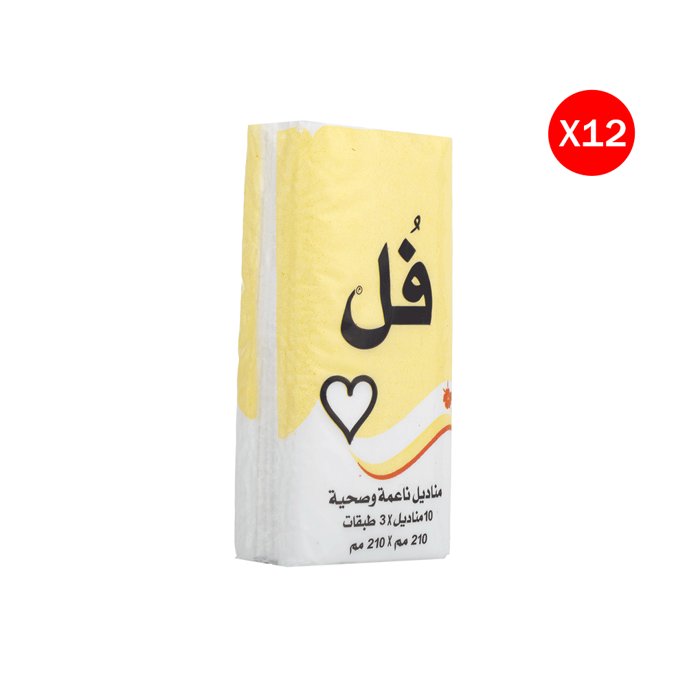فل مناديل ناعمة وصحية 10 مناديل - 12 عبوة 