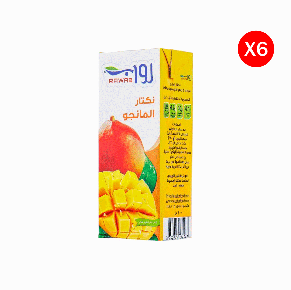 رواب عصير نكتار بنكهة المانجو 200 مل - 6 حبات 