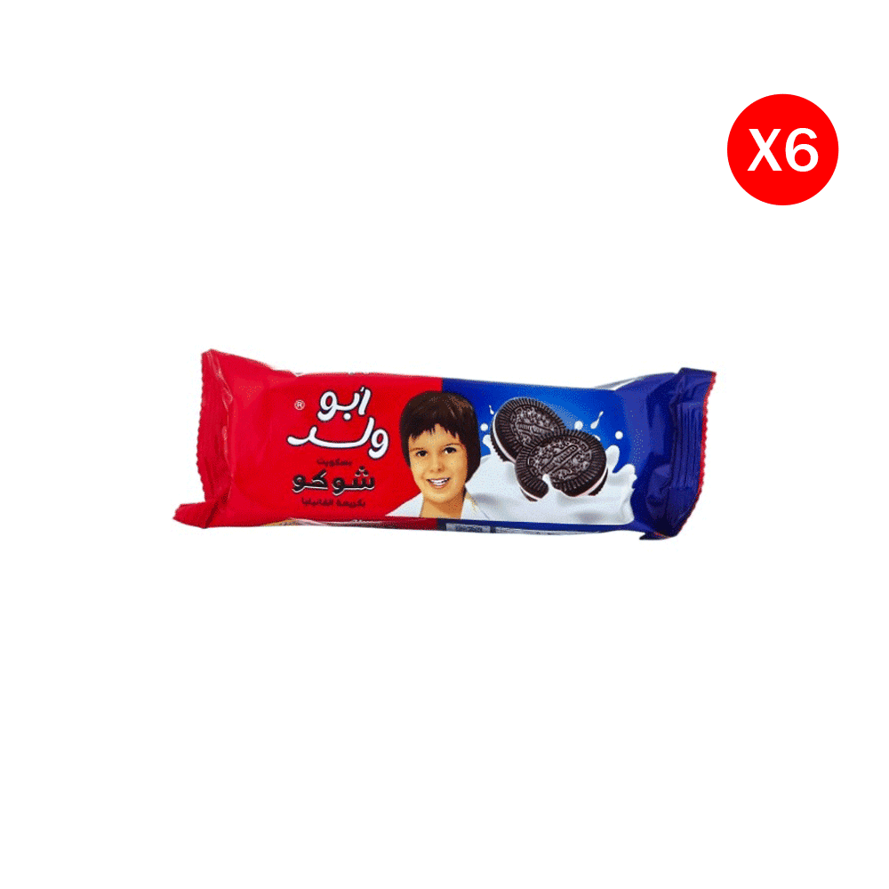 تيشوب أبو ولد بسكويت شوكو محشي بكريمة الفانيلا 55 جم - 6 حبات