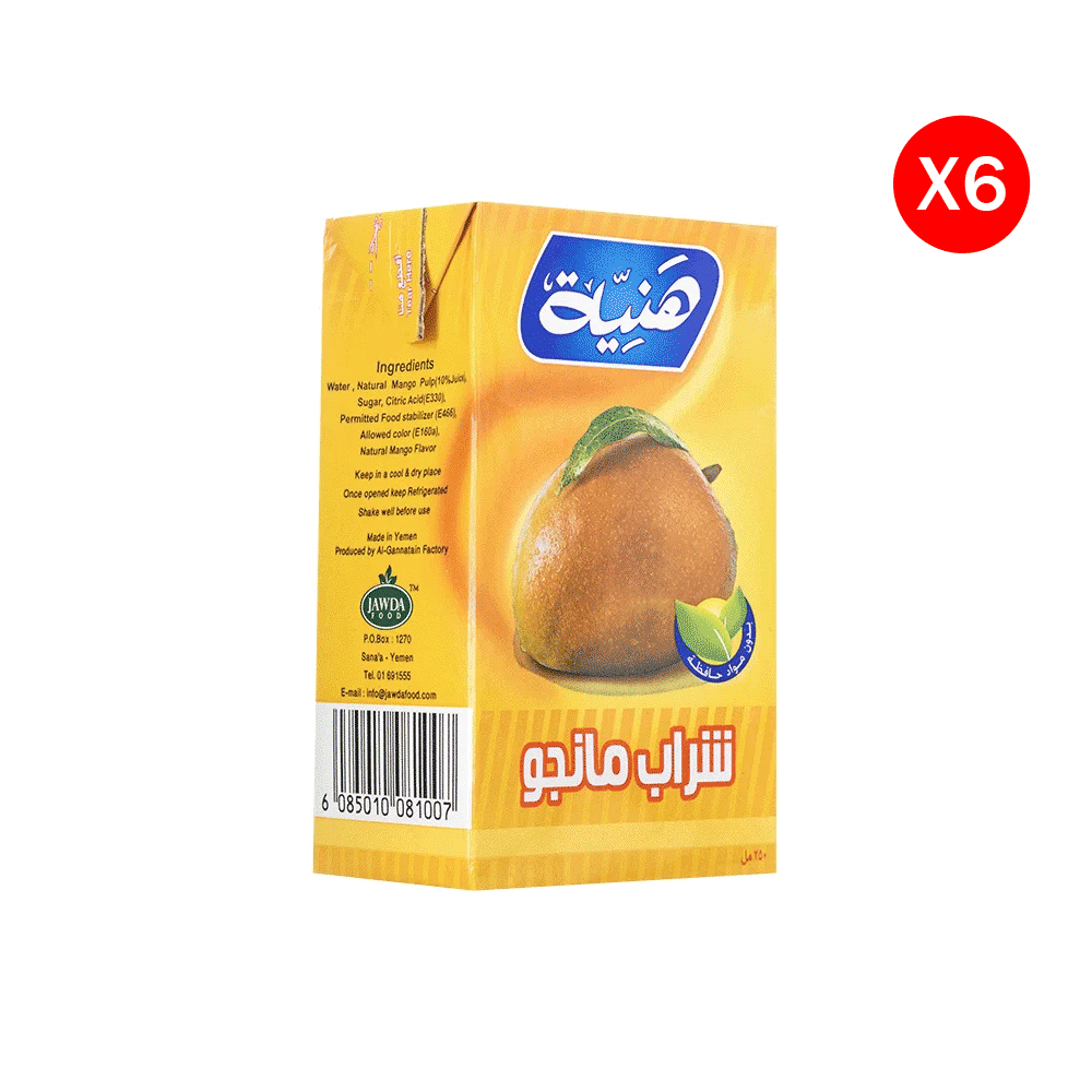 هنية شراب بنكهة المانجو 250 مل - 6 حبات 