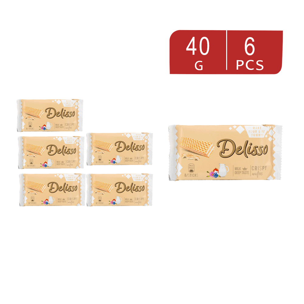 تورين  ويفر ديليسو محشو بكريمة الحليب  40 جم - 6 حبات 