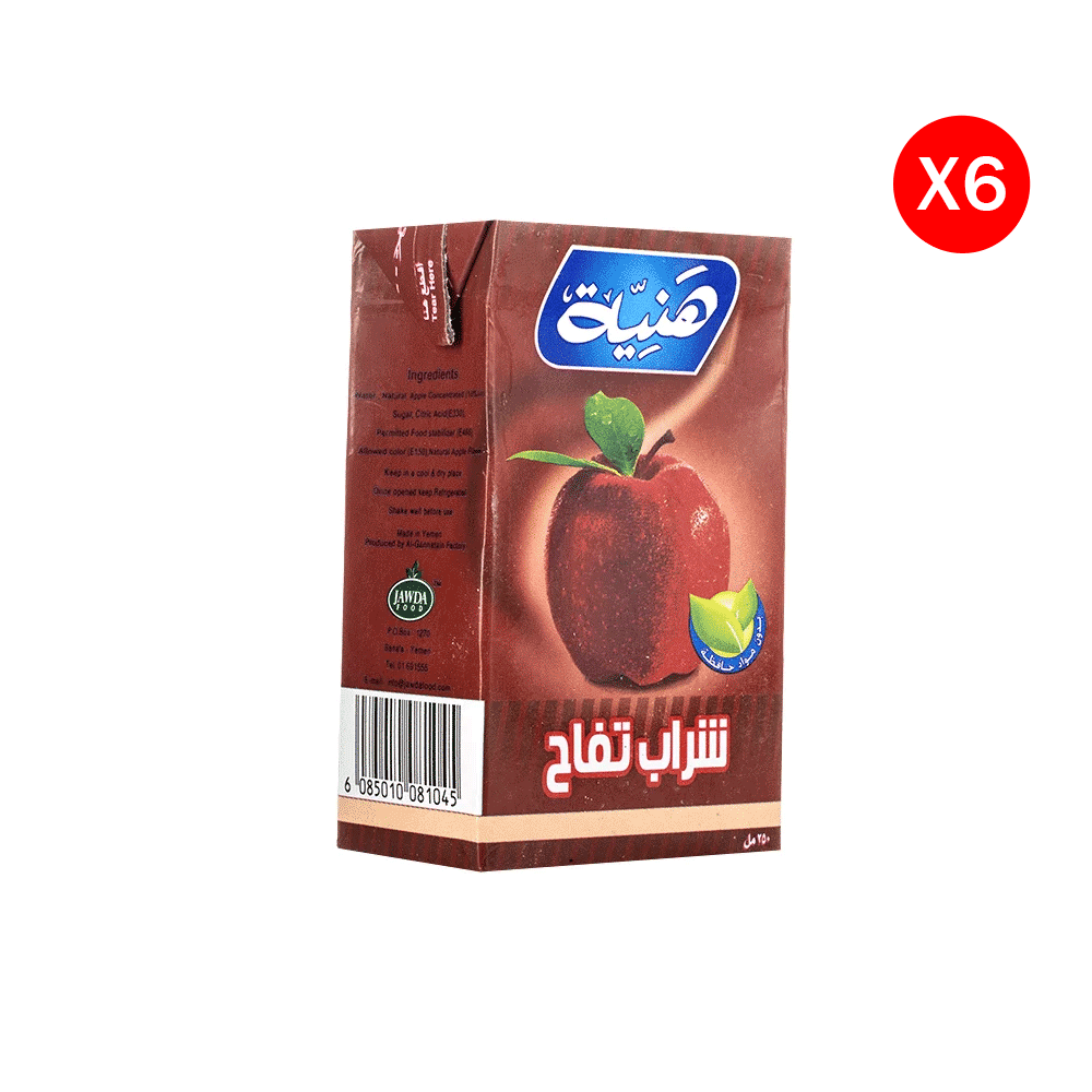 هنية شراب بنكهة التفاح 250 مل - 6 حبات 
