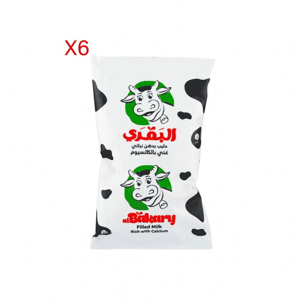 البقري حليب بدهن نباتي غني بالكالسيوم 500 مل - 6 حبات