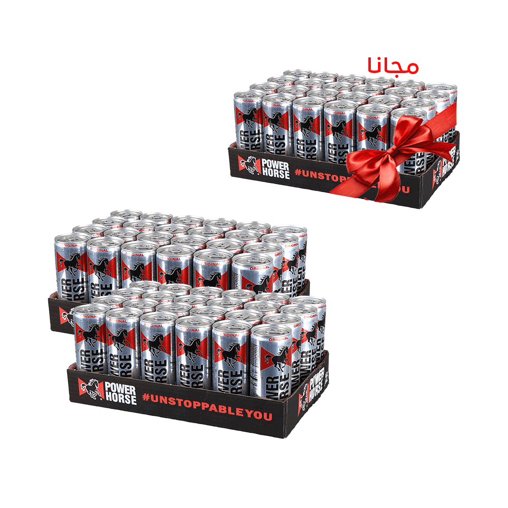 باور هورس مشروب الطاقة الأصلي 250 مل عدد كرتونين + كرتون مجانا