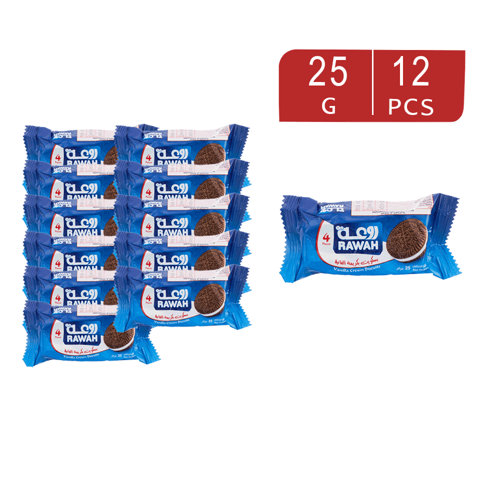 بسكويت روعة بكريمة الفانيلا  25 جم -12 قطعة
