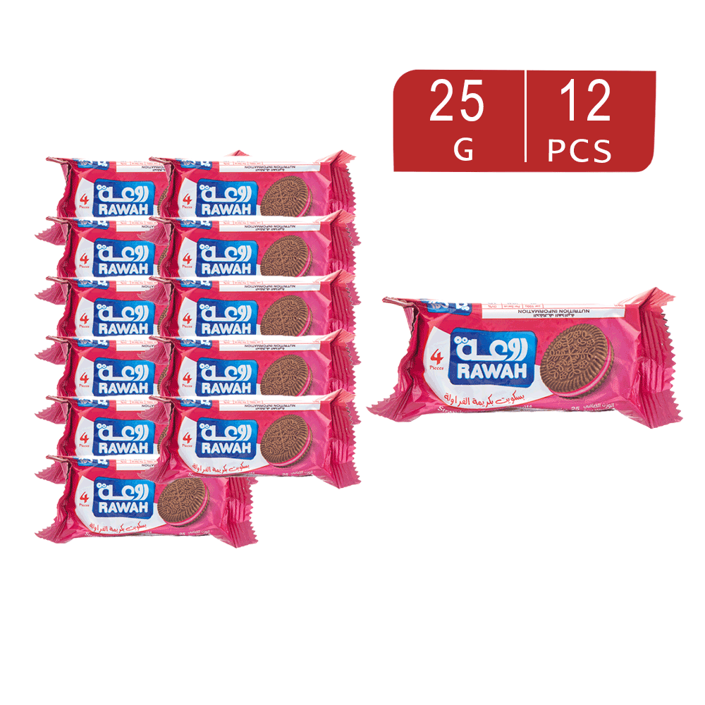 بسكويت روعة بكريمة الفراولة 25 جم -12 قطعة 