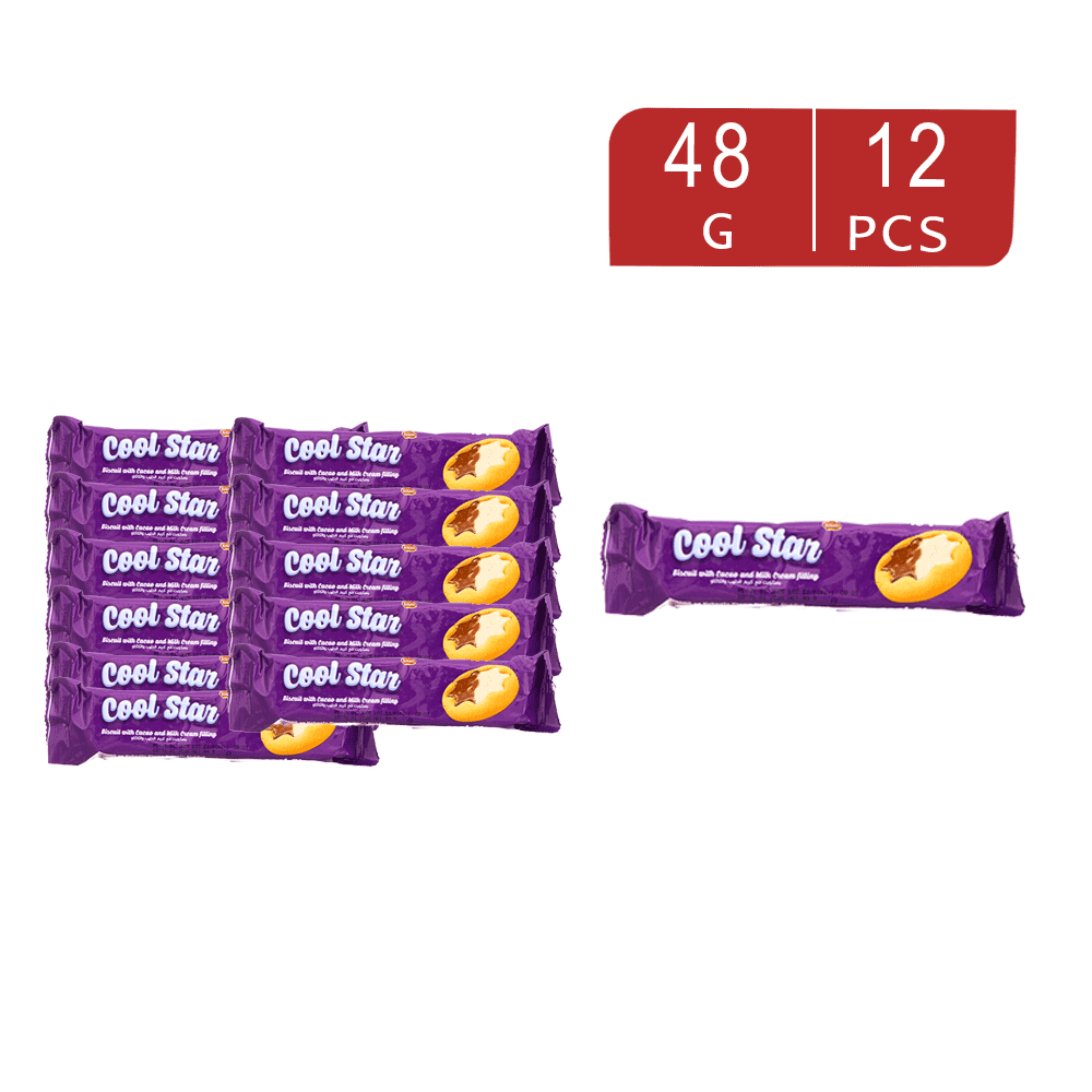 بسكويت كول ستار  بكريمة الحليب شكل نجوم  48 جم -12 قطعة