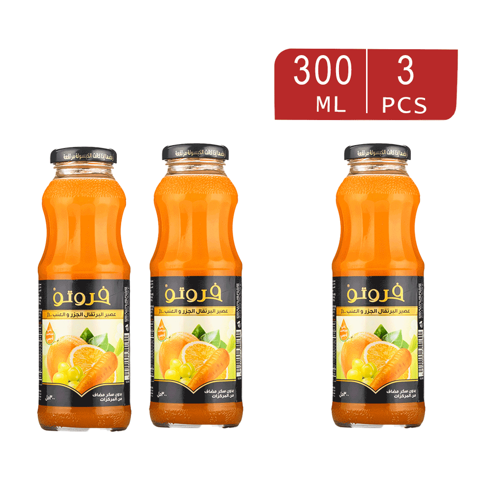  عصير فروتو البرتقال و الجزر و العنب  300 مل  - 3 قطع