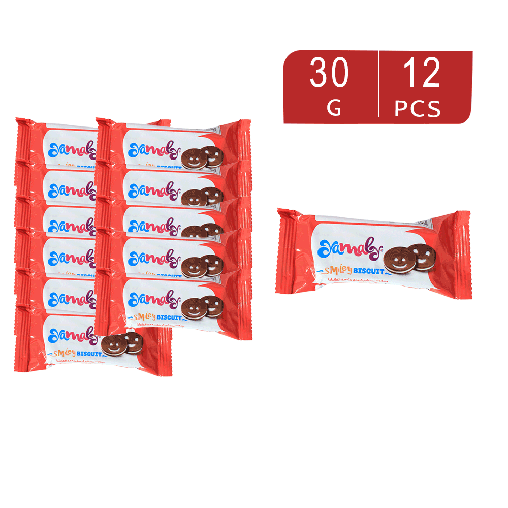 بسكويت يمامة سمايلي محشو بالكريمة  30 جم -12 قطعة