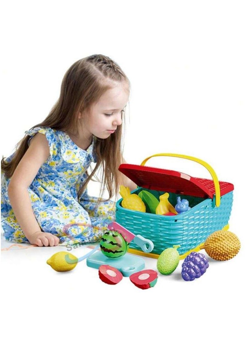 لعبة مرح لعبة تقطيع الفواكه والخضروات مع سلة - 14 قطعة