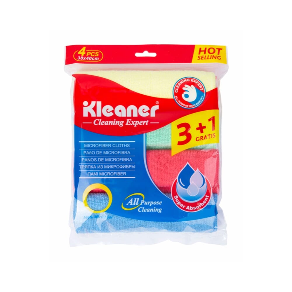كلينر قطعة قماش للتنظيف الشامل ميكروفايبر - 4 قطع