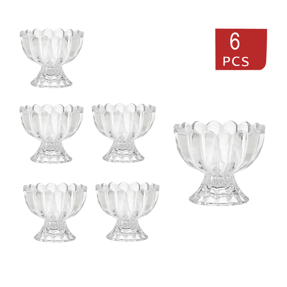 طقم مطايب زجاج لتقديم الآيسكريم و الحلويات - 6 قطع