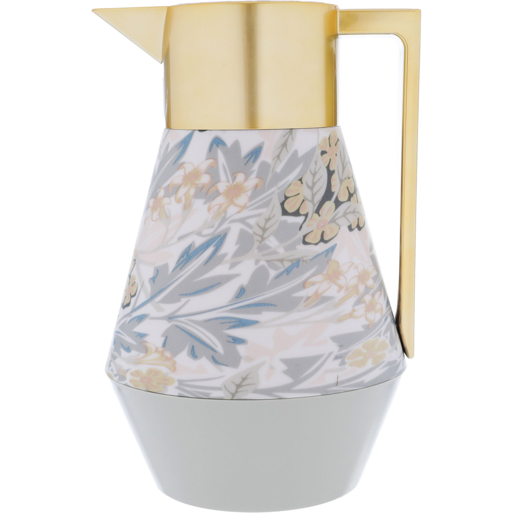 السيف غاليري ثلاجة شاي وقهوة ليديا برو بسعة 1 لتر طبعة مشجر مع يد ذهبي - رمادي فاتح