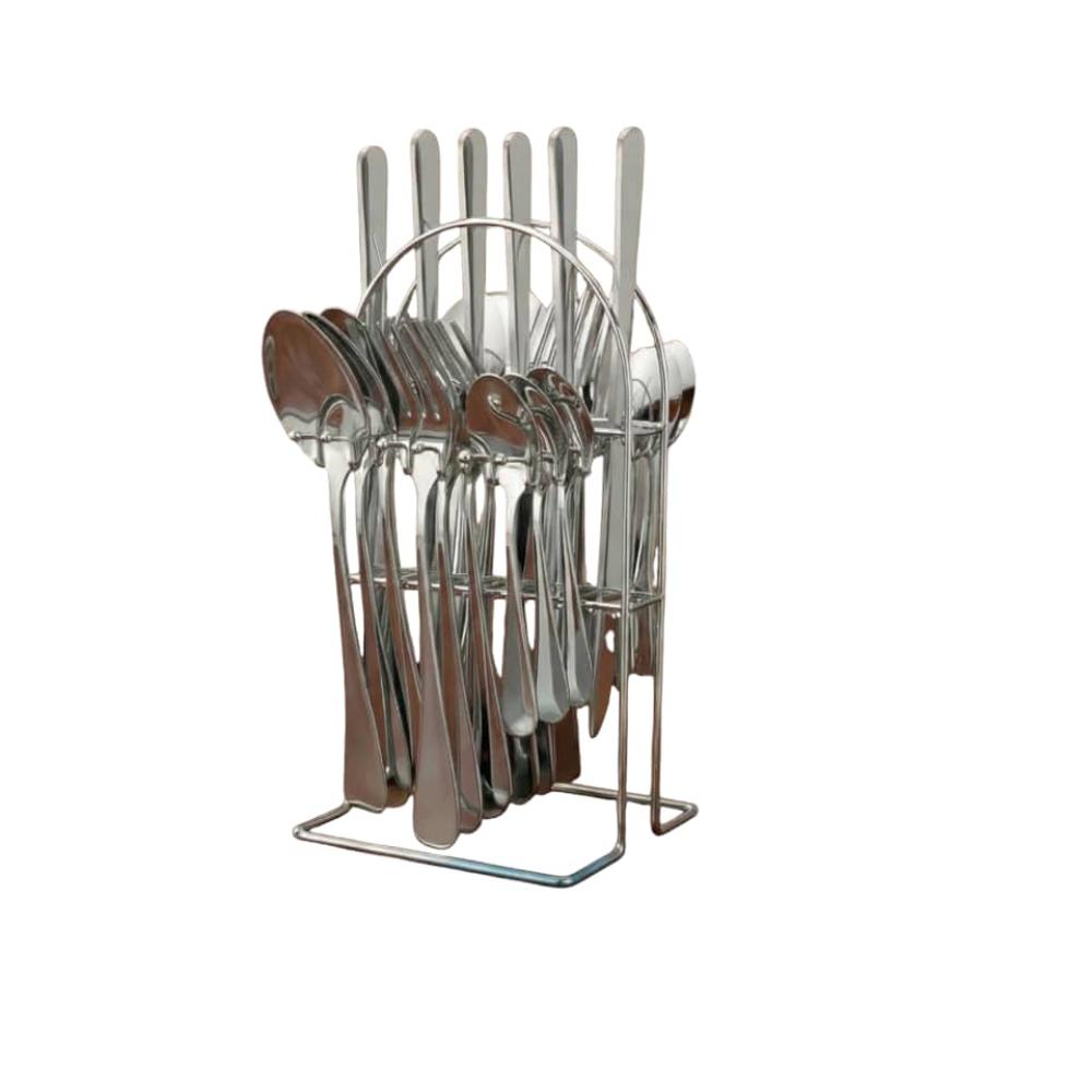 طقم أدوات مائدة فاخر مع حامل معدني (24 قطعة)