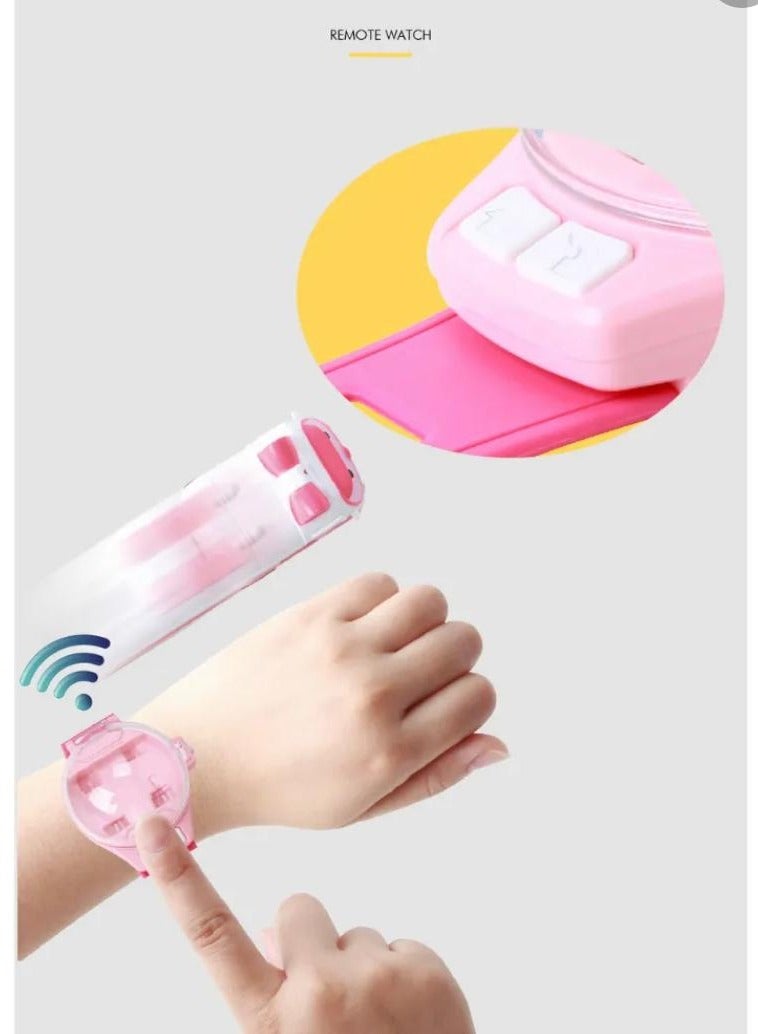 لعبة مرح سيارة تحكم عن بعد صغيرة بساعة سباق 2.4 جيجا هرتز وشحن USB - تصميم كرتوني