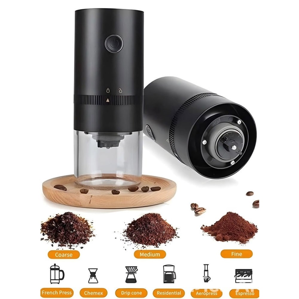 توسكانا طاحونة قهوة كهربائية محمولة قابلة لإعادة الشحن - أسود