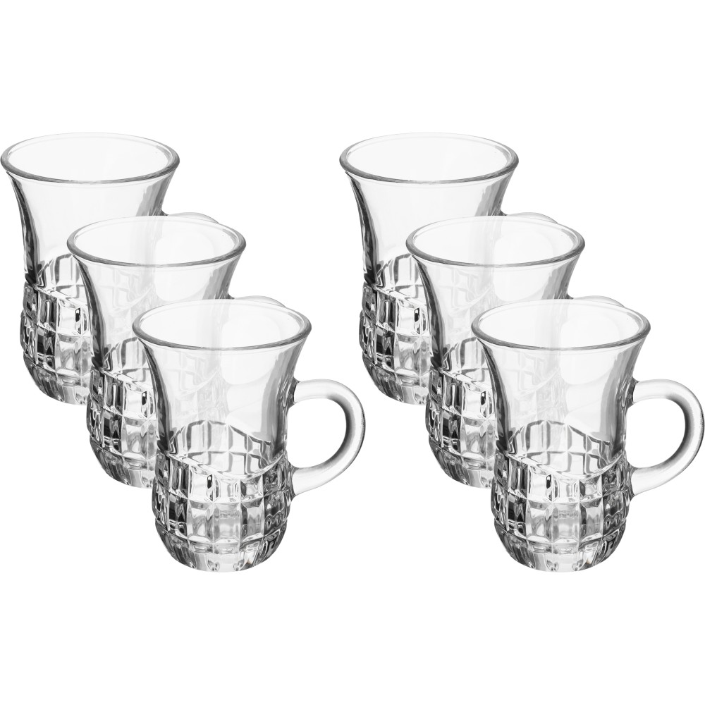 طقم كاسات شاي زجاج ماكس السيف غاليري، بيد، 6 قطع - شفاف
