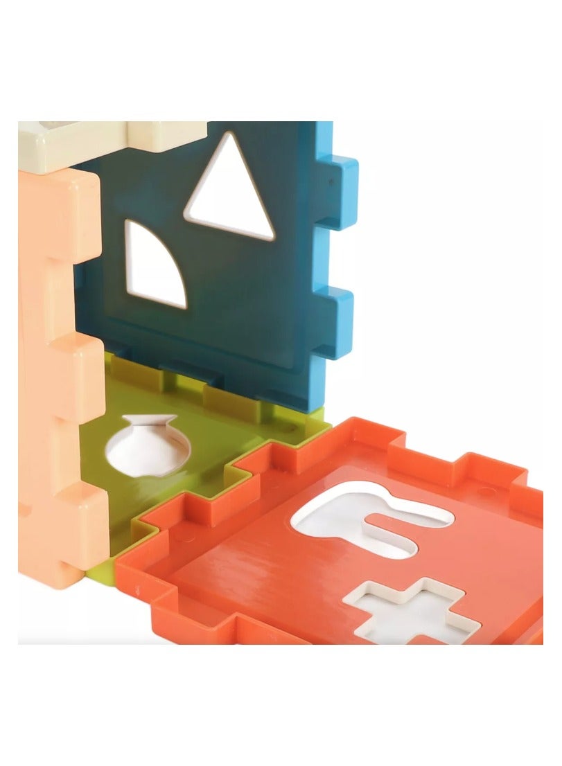 لعبة مرح لعبة مرح مكعب ألغاز الأشكال الهندسية متعددة الألوان - 9 قطع