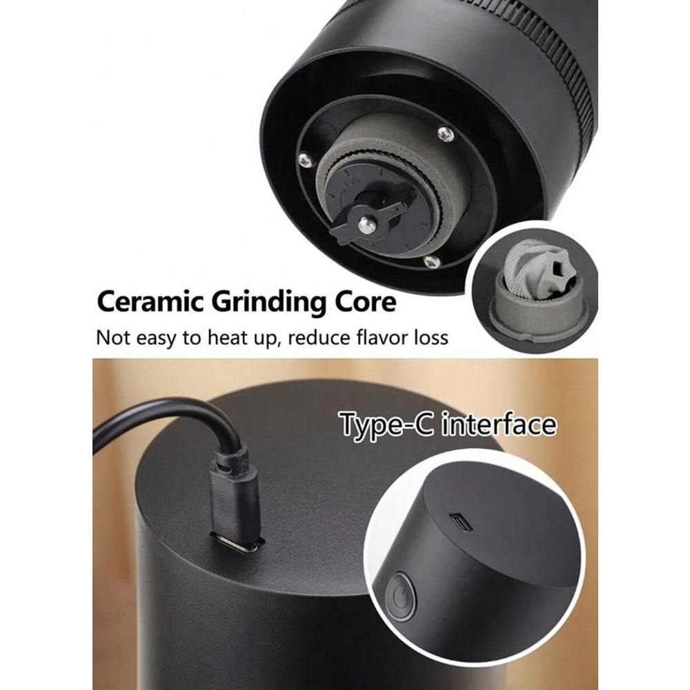 توسكانا طاحونة قهوة كهربائية محمولة قابلة لإعادة الشحن - أسود