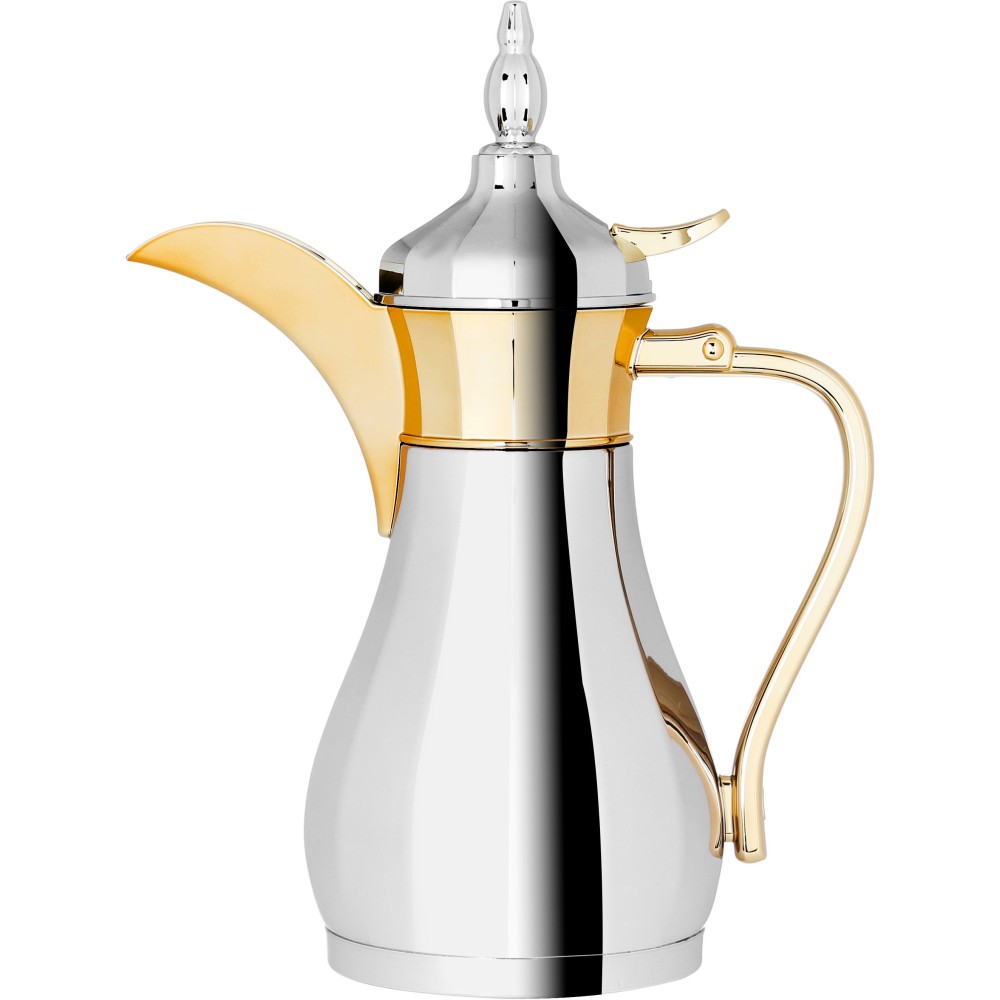 دلة سليمان استيل السيف غاليري، 1 لتر، يد ذهبي - فضي