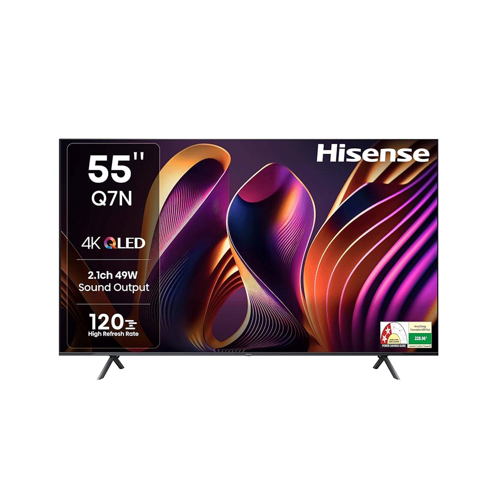هايسنس تلفزيون ذكي 55 بوصة 4 كي QLED قوة 180 واط موديل Q7N 55- أسود