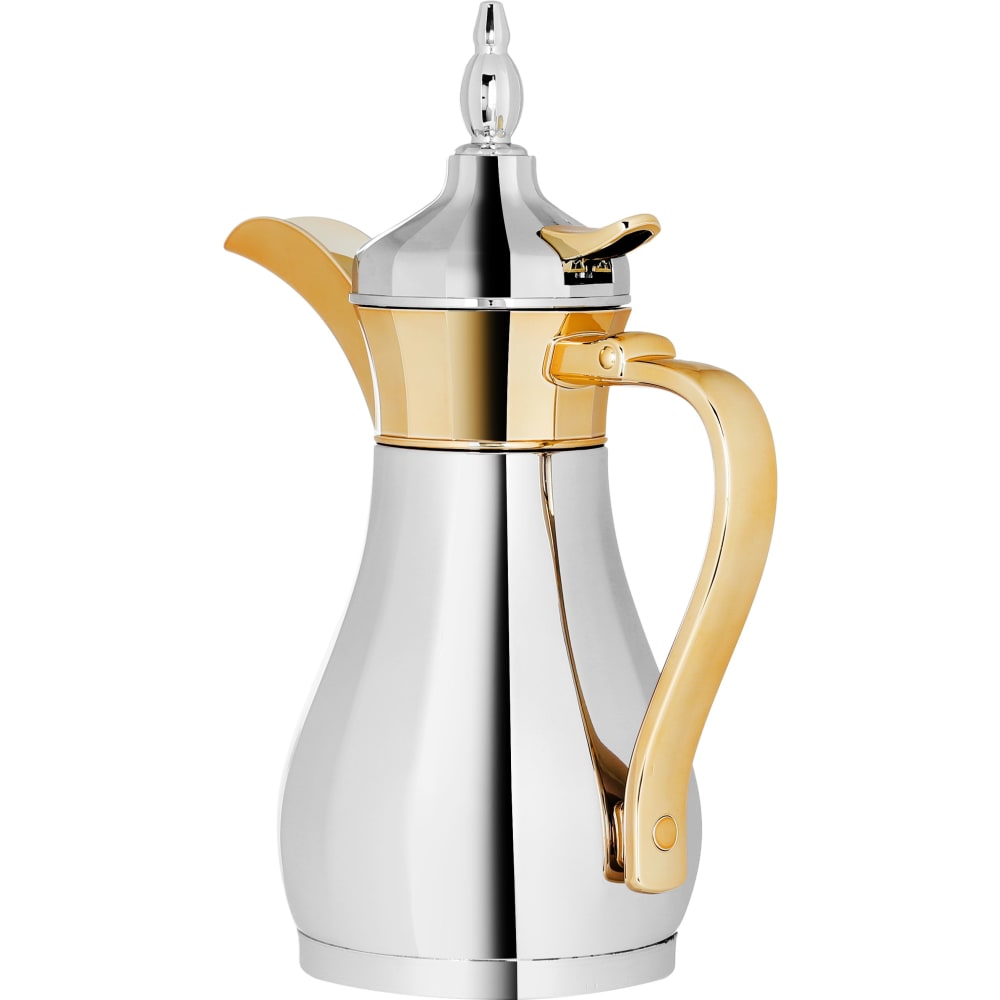 دلة سليمان استيل السيف غاليري، 1 لتر، يد ذهبي - فضي