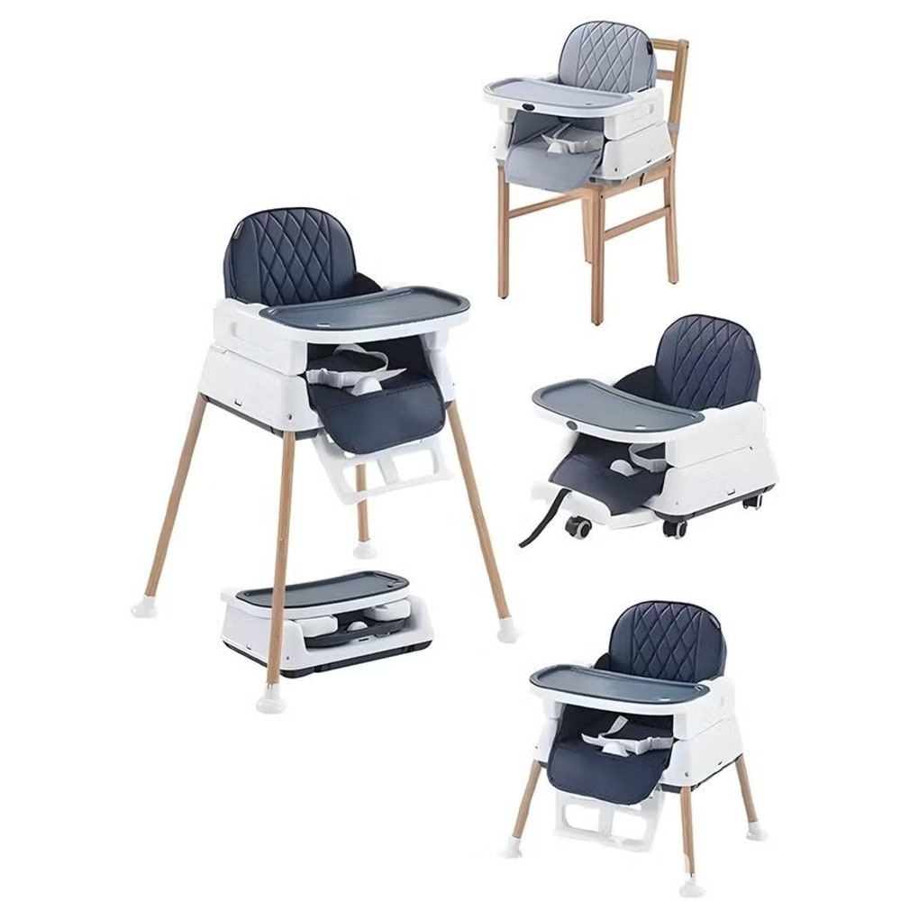 كادي ون كرسي طعام للأطفال متعدد الاستخدامات - 7 في 1 - قابل للتعديل - أزرق