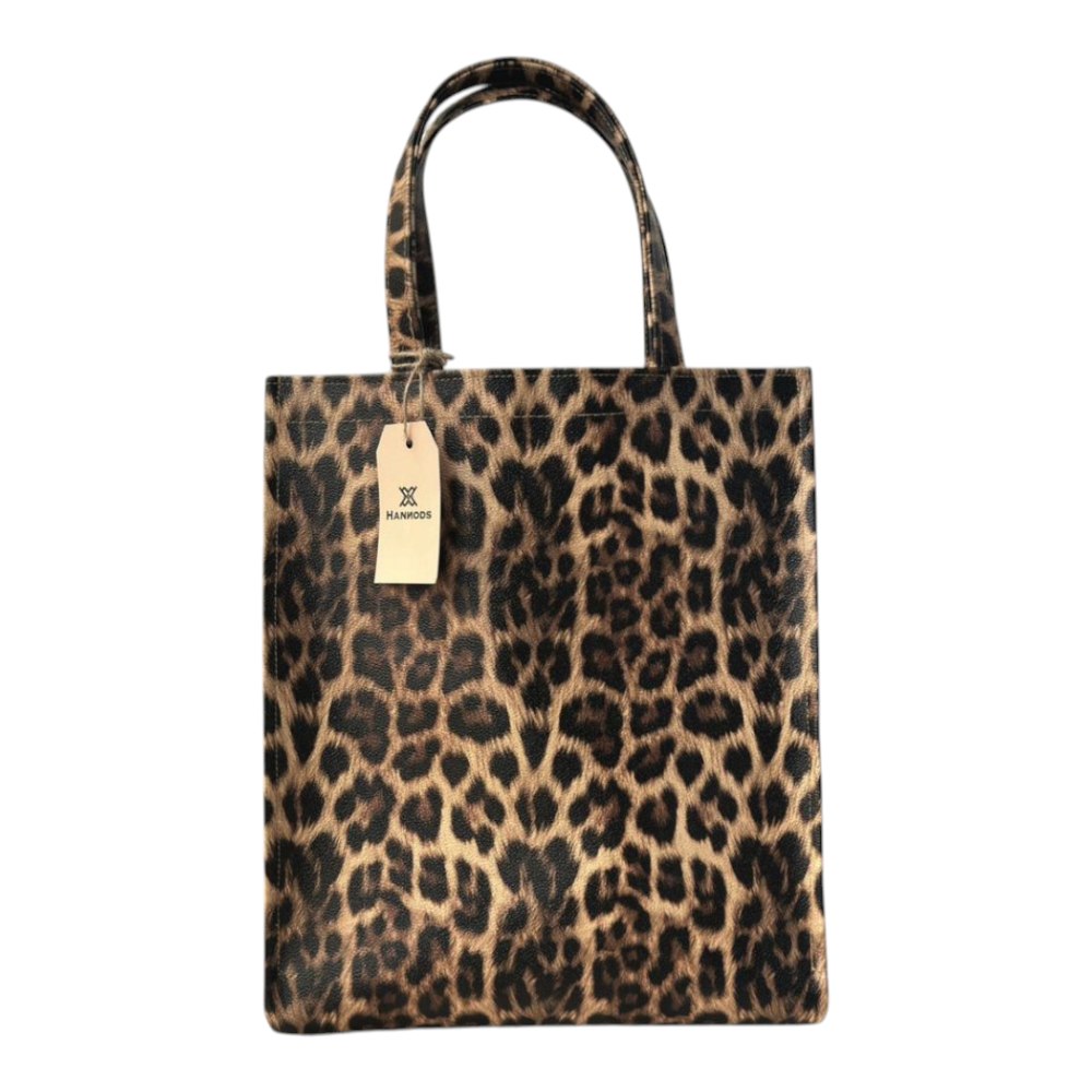 شنطة يد نسائية بتصميم جلد النمر بتصميم عصري مقاس وسط