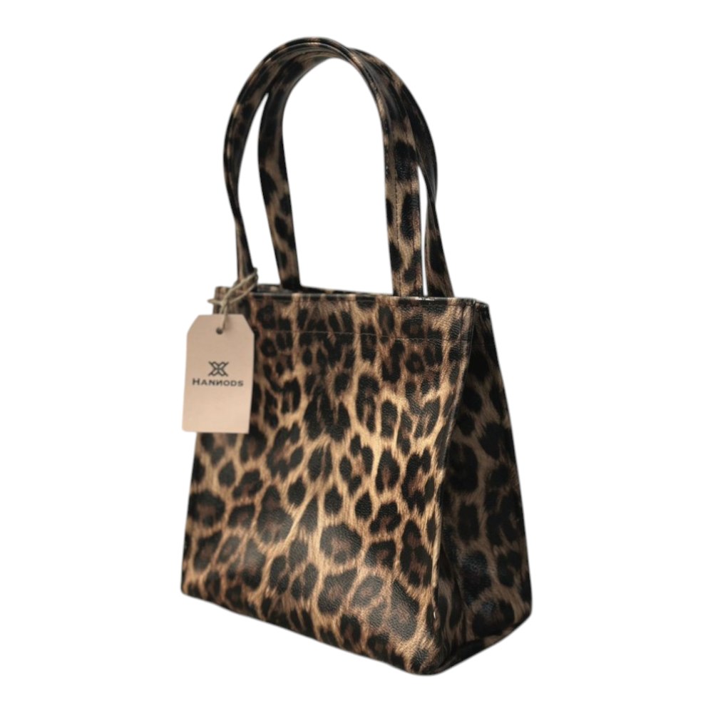 شنطة يد نسائية بتصميم جلد النمر بتصميم عصري مقاس صغير