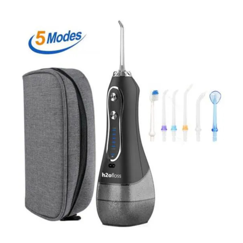 جهاز تنظيف الاسنان واللسان H2OFLOSS بالماء 300 مل /اسود