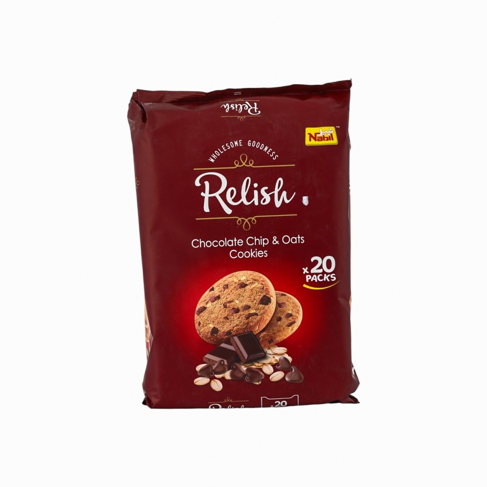 نبيل كوكيز ريليش بقطع الشوكولاتة والشوفان 21 جم - 20 قطعة