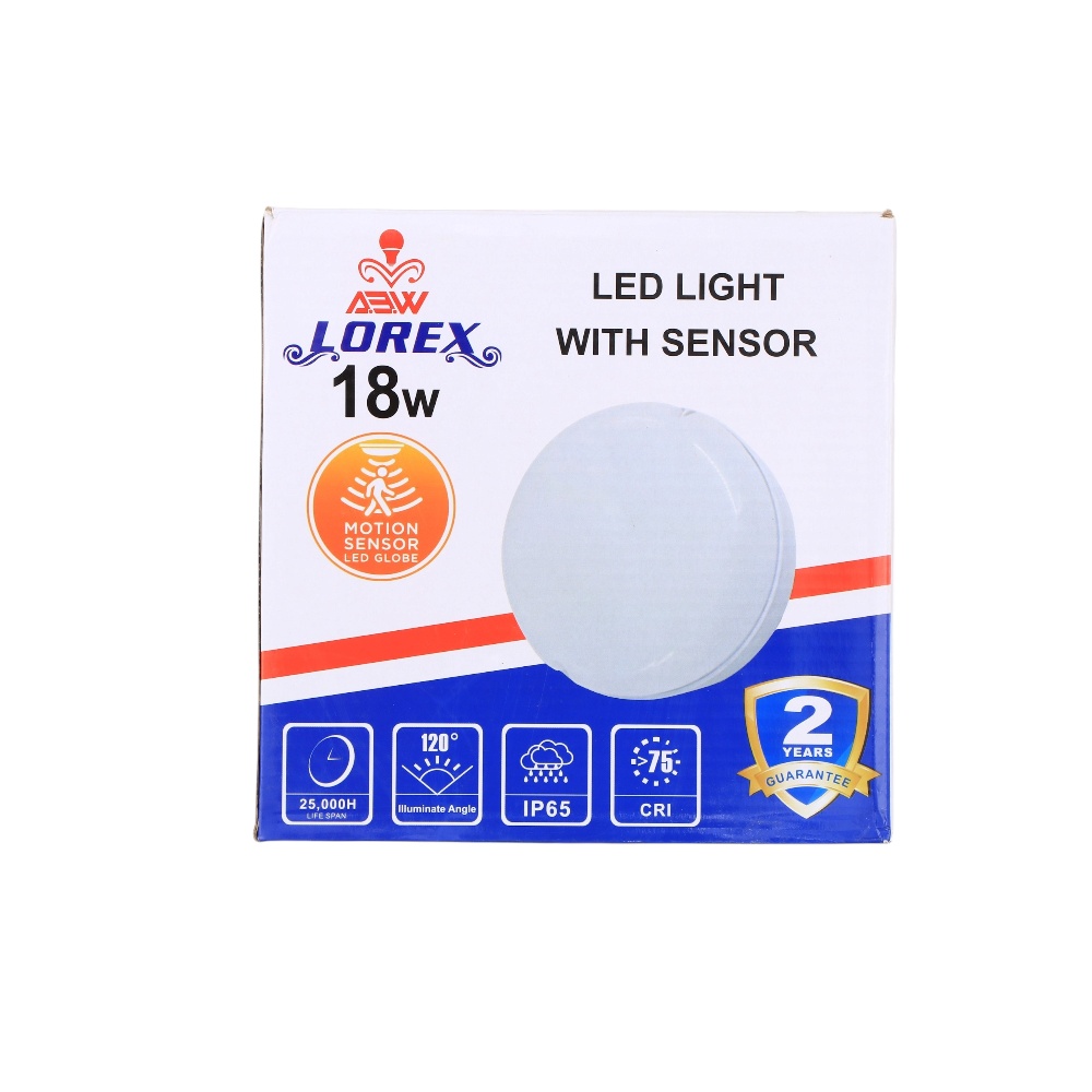 لمبة مدور حساس حركه واتربروف بقوة 18وات