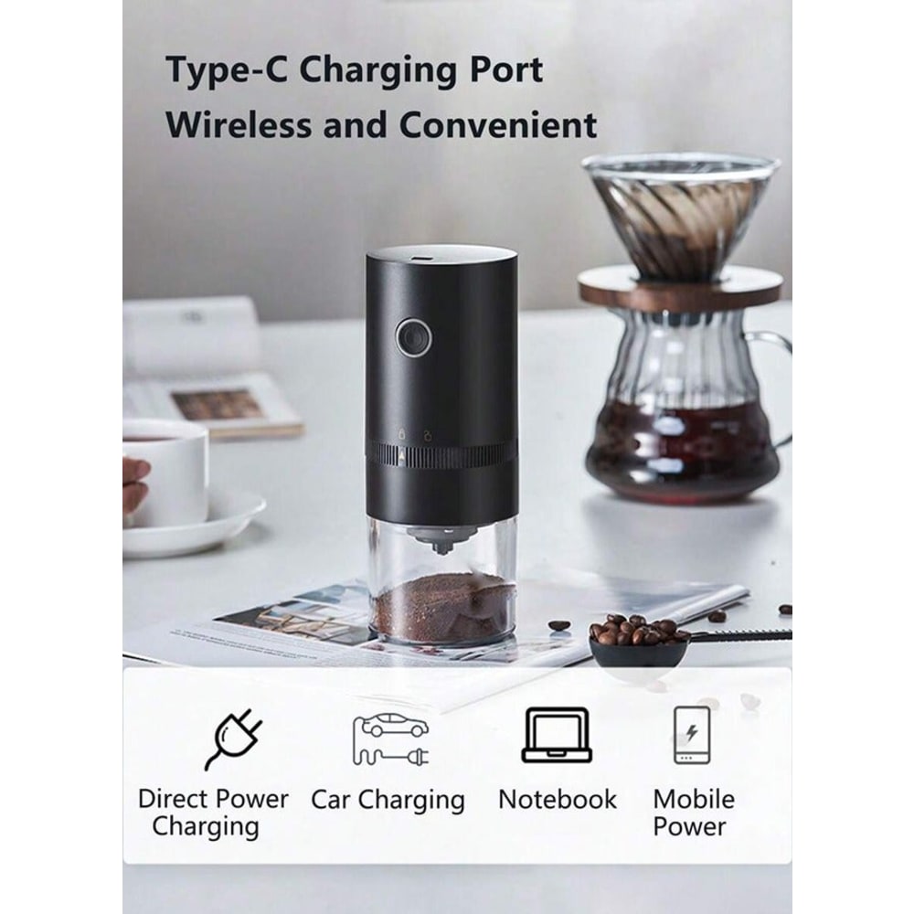 توسكانا طاحونة قهوة كهربائية محمولة قابلة لإعادة الشحن - أسود