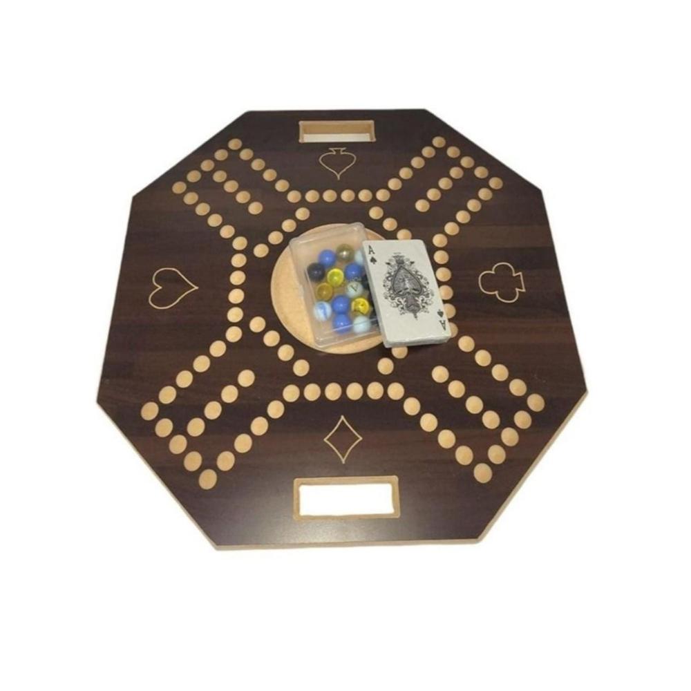  طقم لعبة جاكارو مع أوراق لعب و16 حجررخامي - بني