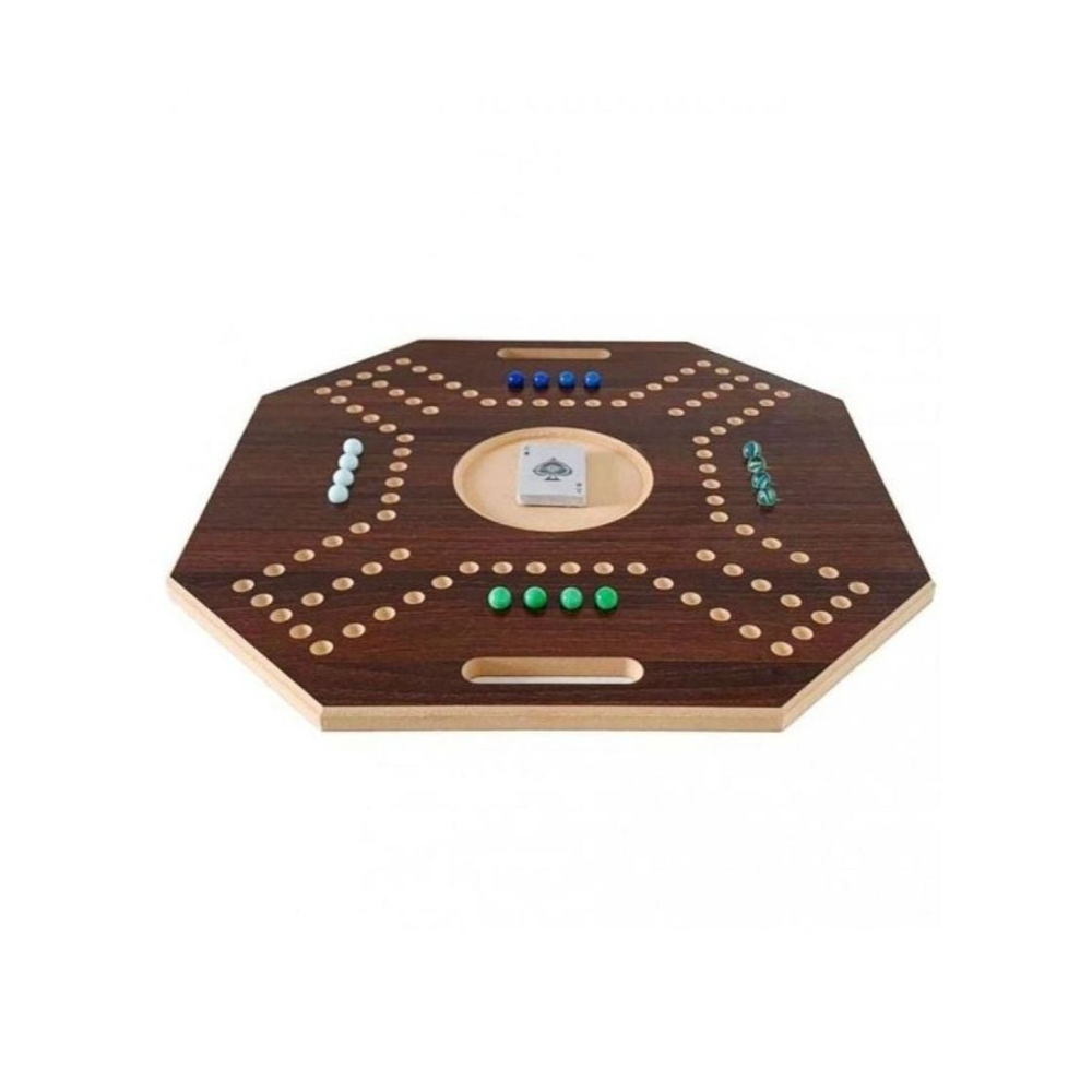  طقم لعبة جاكارو مع أوراق لعب و16 حجررخامي - بني